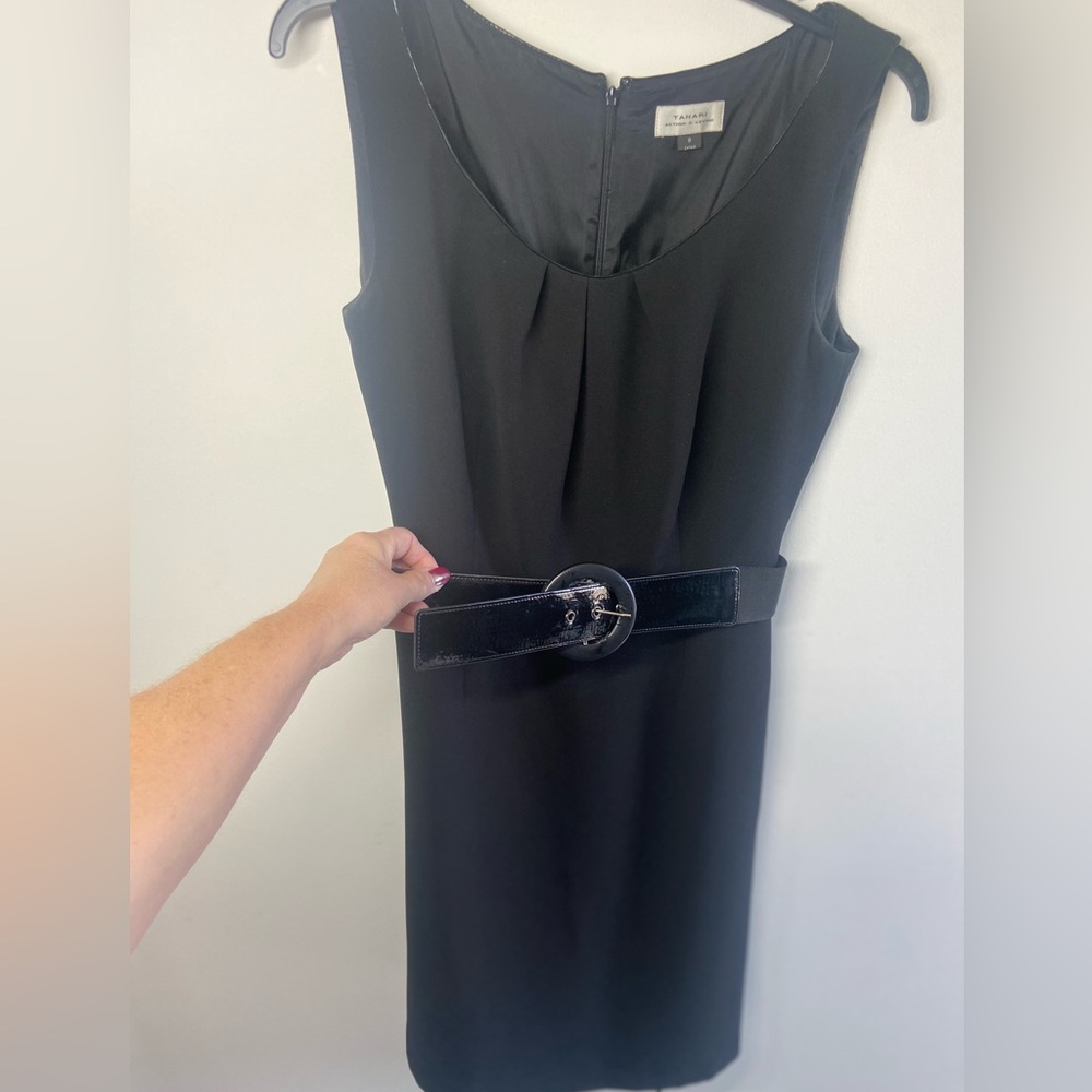 Tahari Black Midi Dress with Statement Belt